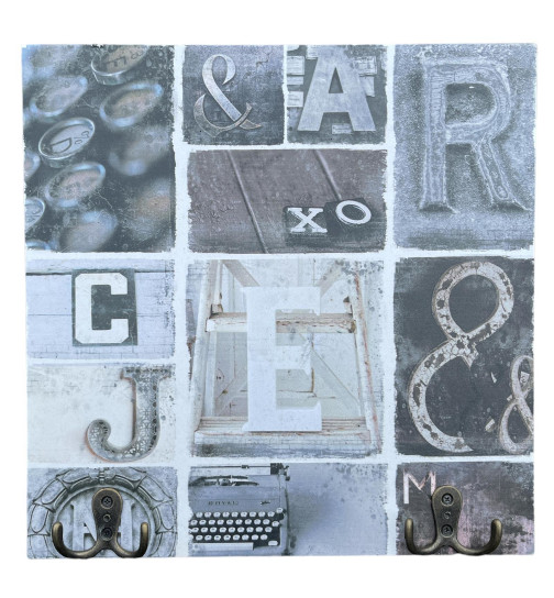 Wandbild Haken -Letters- 30x30cm grau