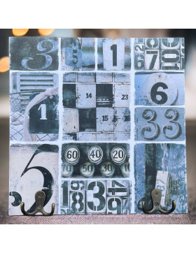 Wandbild Garderobe -Numbers- 30x30cm grau