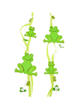 Girlande Funny Frogs 2er-Set Deko Holz 60cm gr&uuml;n