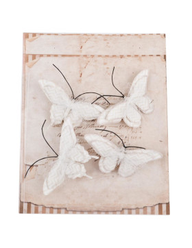Schmetterlinge 4er-Set Deko 6x3cm creme