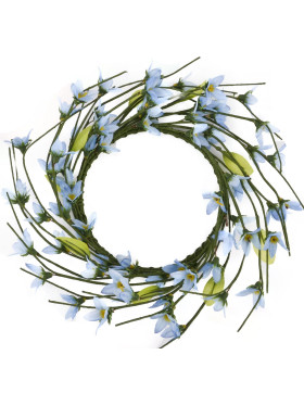 Kranz Blüten Deko Kunstpflanze 25x25x6cm blau