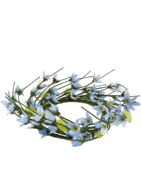 Kranz Blüten Deko Kunstpflanze 25x25x6cm blau