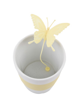 Becher -Butterfly- Porzellan-Silikon 13x11x9cm weiss-gelb