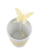 Becher -Butterfly- Porzellan-Silikon 13x11x9cm weiss-gelb