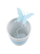 Becher -Butterfly- Porzellan-Silikon 13x11x9cm weiss-blau