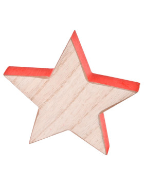 Sterne 6er-Set Deko Holz 12x12cm natur-rot