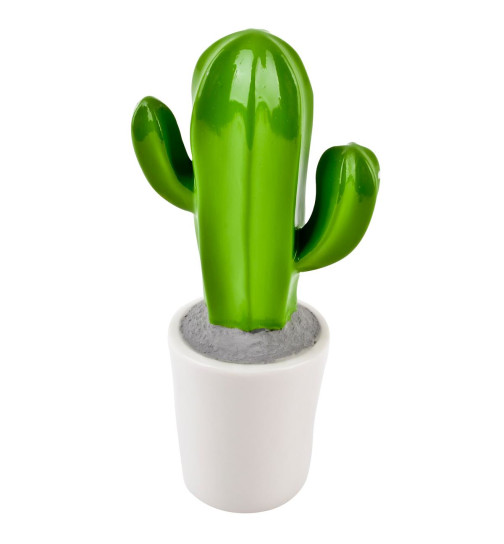 Kaktus Deko-Objekt Porzellan 15cm gr&uuml;n-weiss