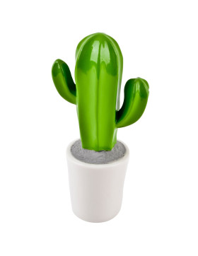 Kaktus Deko-Objekt Porzellan 15cm gr&uuml;n-weiss