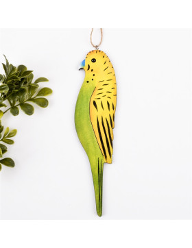 Papagei Deko-Anh&auml;nger Holz 20cm gelb-gr&uuml;n