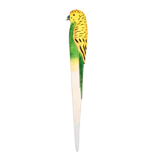 Papagei Vogel Deko-Stecker Holz 28cm gelb-gr&uuml;n