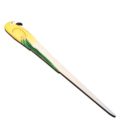 Papagei Vogel Deko-Stecker Holz 36x5cm gelb-grün