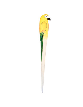 Papagei Vogel Deko-Stecker Holz 36x5cm gelb-grün