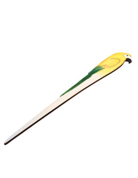 Papagei Vogel Deko-Stecker Holz 36cm gelb-gr&uuml;n