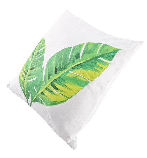 Kissen -Plant- Polyester 40x40cm weiss-grün
