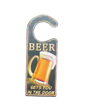 Blechschild -Beer Door- 22x8cm bunt