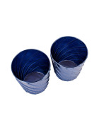 Teelichtglas 2er-Set Riffel-Design 11x10x10cm nachtblau