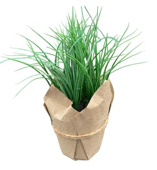 Kunstpflanze -Gras Papiertopf- 30cm grün