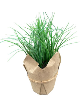 Pflanze Gras Papiertopf Kunstblume 30x10x10cm grün