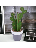 Kaktus Deko Keramik-Holz 24cm gr&uuml;n