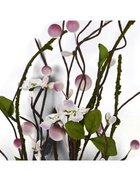 Zweig Blüten Foam-Stoff 65x14x10cm rosa-weiss