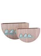 Boxen 2er-Set -Birdy Design- Holz 11-24cm natur-mint