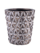 Vase -Ancient- Steingut 16cm grau-kupfer