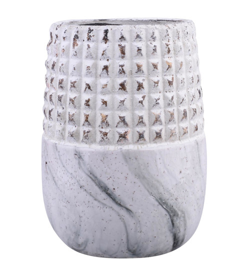 Vase Mystical-Design Steinguss 21x16x16cm grau-creme