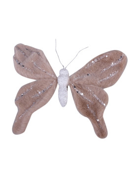 Schmetterling Deko-Clip Stoff 20x20cm braun-creme