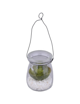 Kunstpflanze -Sukkulente- Glashänger 7cm grün