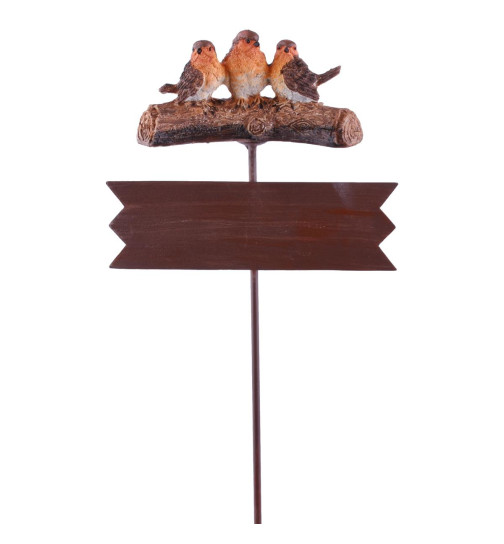 Gartenstecker -Vogelbande- Metall 100x18x6cm braun