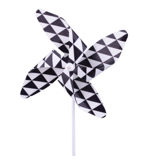 Windmühle -Cosy- Deko-Stecker Metall 56x16x7cm schwarz-weiss