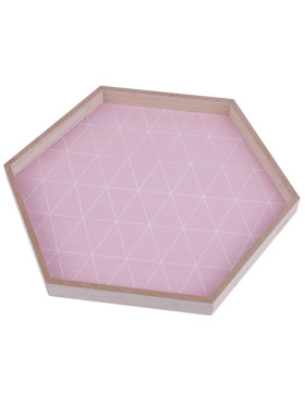 Tablett -Barbey- Holz 2x26x26cm rosa-natur