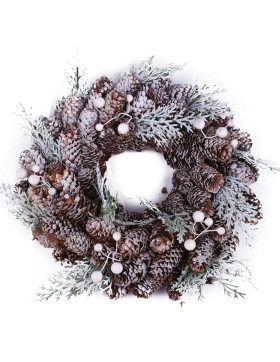 Kranz -Frosty Cones- Materialmix 25x25x7cm grün-braun