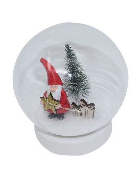 Schneekugel -Santa- LED Glas 13cm rot-weiss