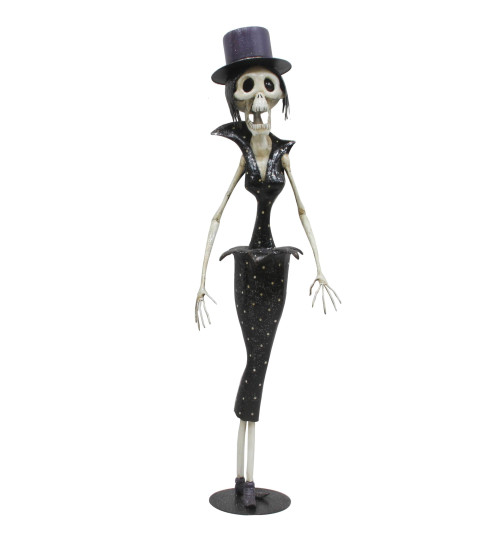 Skelett -Santa Muerte- Metall 115cm schwarz-weiss Halloween Herbstdek