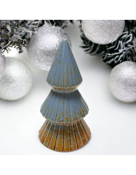 Weihnachtsbaum -Raw- Porzellan 15cm braun-blau