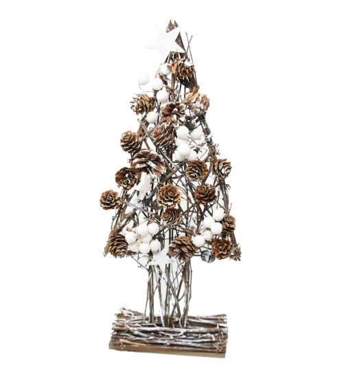 Weihnachtsbaum -Cony- Naturmaterial 42cm braun-weiss
