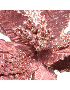 Stiel -Poinsettia- Kunstblume 48x25cm rosa-glitter