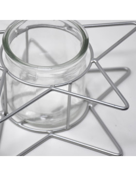 Teelichthalter -Nova- Metall-Glas 38cm silber
