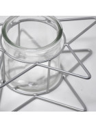 Teelichthalter -Nova- Metall-Glas 38cm silber