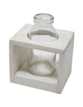 Vase -Tablere- Holz-Glas 8cm natur