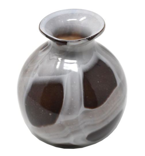 Vase -Maceo- Glas 15x12cm braun-weiss