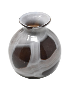 Vase -Maceo- Glas 15x12cm braun-weiss