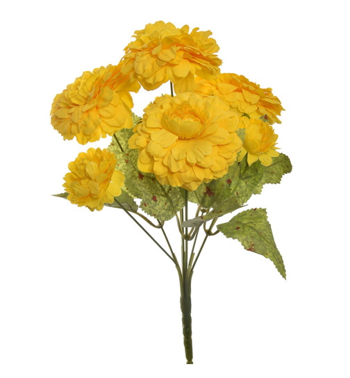 Kunstblume -Zinnien Busch- Stiel 28cm gelb