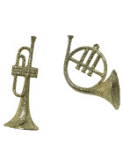 Dekoh&auml;nger -Trompete- 2er-Set Plastik 9cm gold