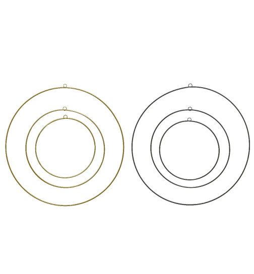 Ring 3er-Set 15-20-30cm Metall schwarz-gold