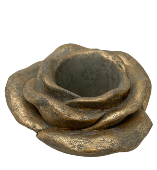 Tischdeko -Rose- Keramik 7x15cm gold