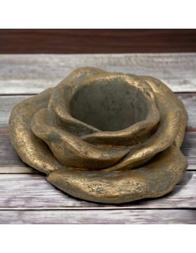 Tischdeko -Rose- Keramik 15cm gold