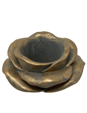 Tischdeko -Rose- Keramik 11x20cm gold