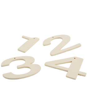Zahlen -1234- 4er-Set Holz 5cm creme
